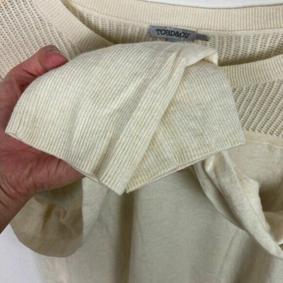 Toad and Co Merino Wool Tencel Knit Sweater Cream Jacinta Crew Neck Size Large L - Picture 9 of 11